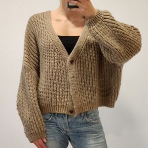 Oak and Fort knitted taupe cardigan one size